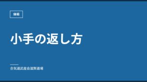 小手の返し方｜体術｜合気道武産会滋賀道場