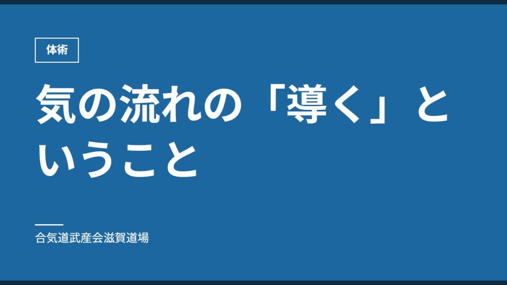 気の流れの「導く」ということ｜体術｜合気道武産会滋賀道場