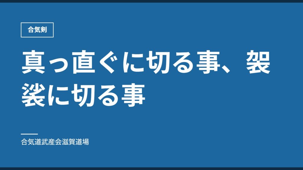 真っ直ぐに切る事、袈裟に切る事｜合気剣｜合気道武産会滋賀道場