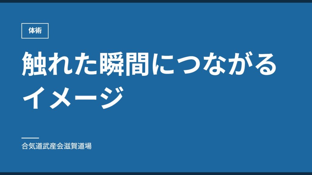 触れた瞬間につながるイメージ｜体術｜合気道武産会滋賀道場