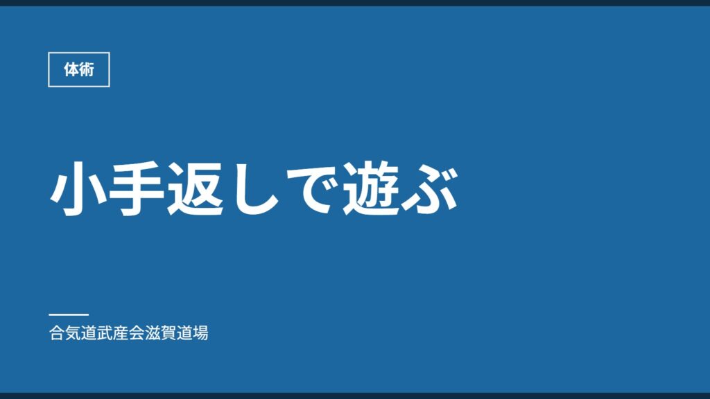 小手返しで遊ぶ｜体術｜合気道武産会滋賀道場