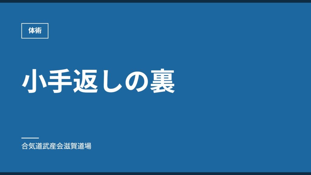 小手返しの裏｜体術｜合気道武産会滋賀道場