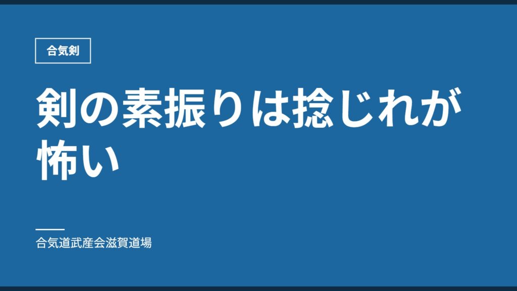剣の素振りは捻じれが怖い｜合気剣｜合気道武産会滋賀道場